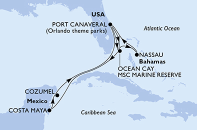 Itinerar plavby lodí - Plavba lodí Karibik