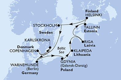 Itinerar plavby lodí - Plavba lodí Helsinky